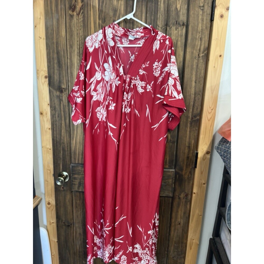 Vintage Anthony Richard’s Kaftan House Dress 2x Hawaiian Mumu Red Zip India